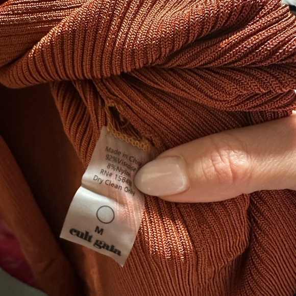 Cult Gaia Rust Orange Strapless Knit Twist Front Midi Dress Side Slit - Picture 6 of 8